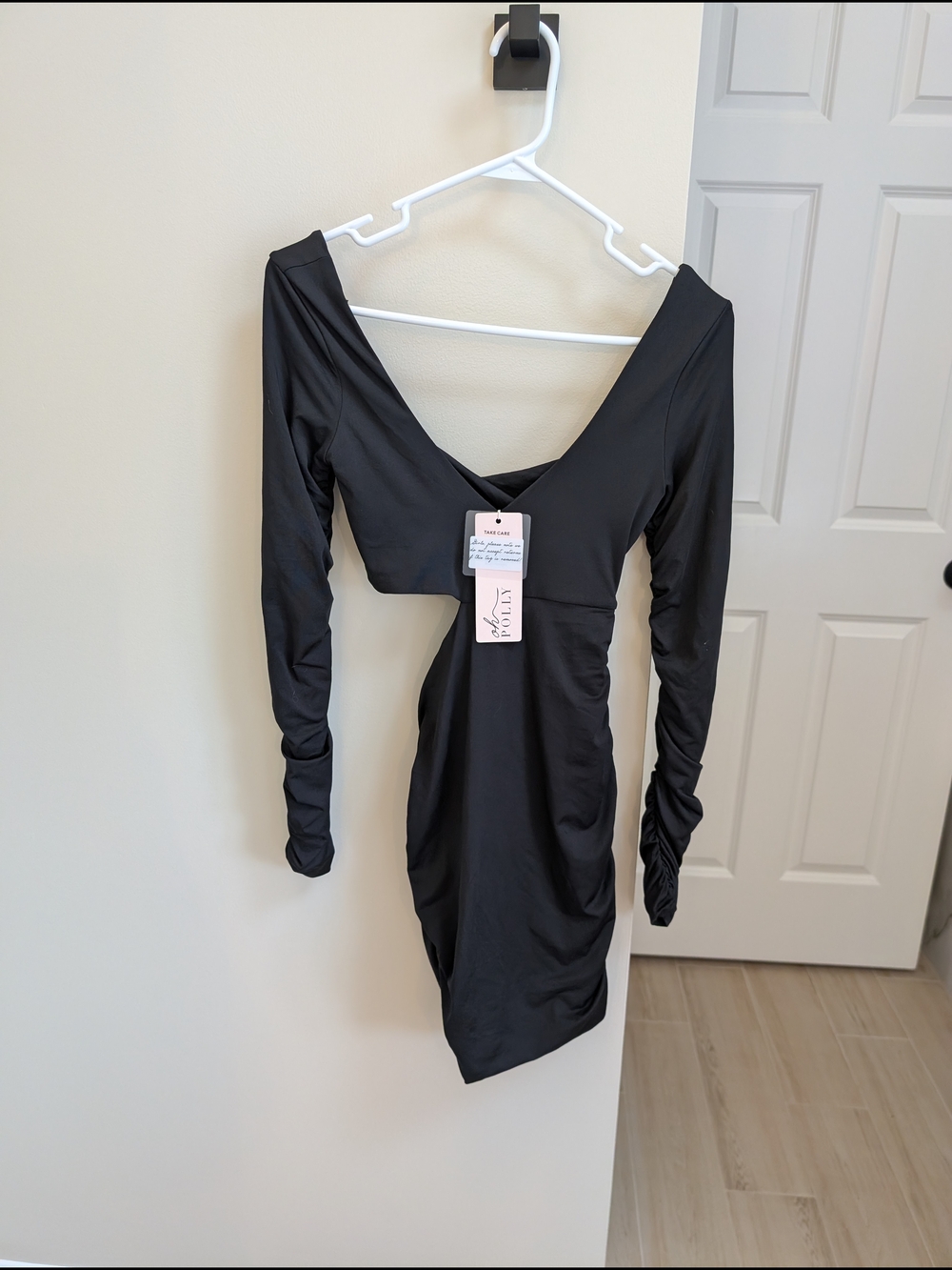 Oh Polly Black Long-Sleeve Cutout Mini Dress